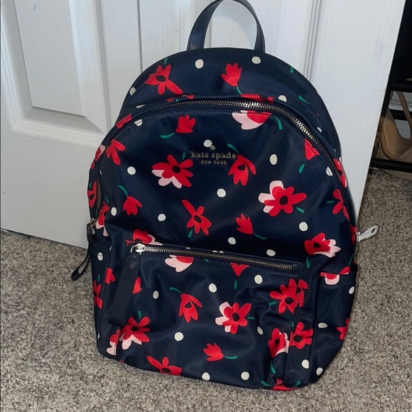 Kate Spade Floral Backpack - Navy and Red - Picture 1 of 7